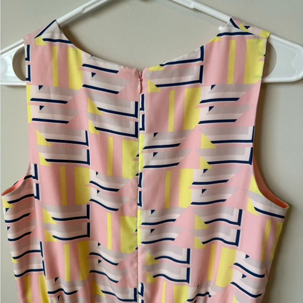 J. Crew Vibrant Pink and Yellow Geometric Mini Dress size 2
